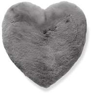 Fluffy Heart hjärtformad kudde i fuskpäls Grey - Skinn