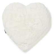 Fluffy Heart hjärtformad kudde i fuskpäls Ivory - Skinn