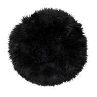 Gently rund stolsdyna Black - Skinn